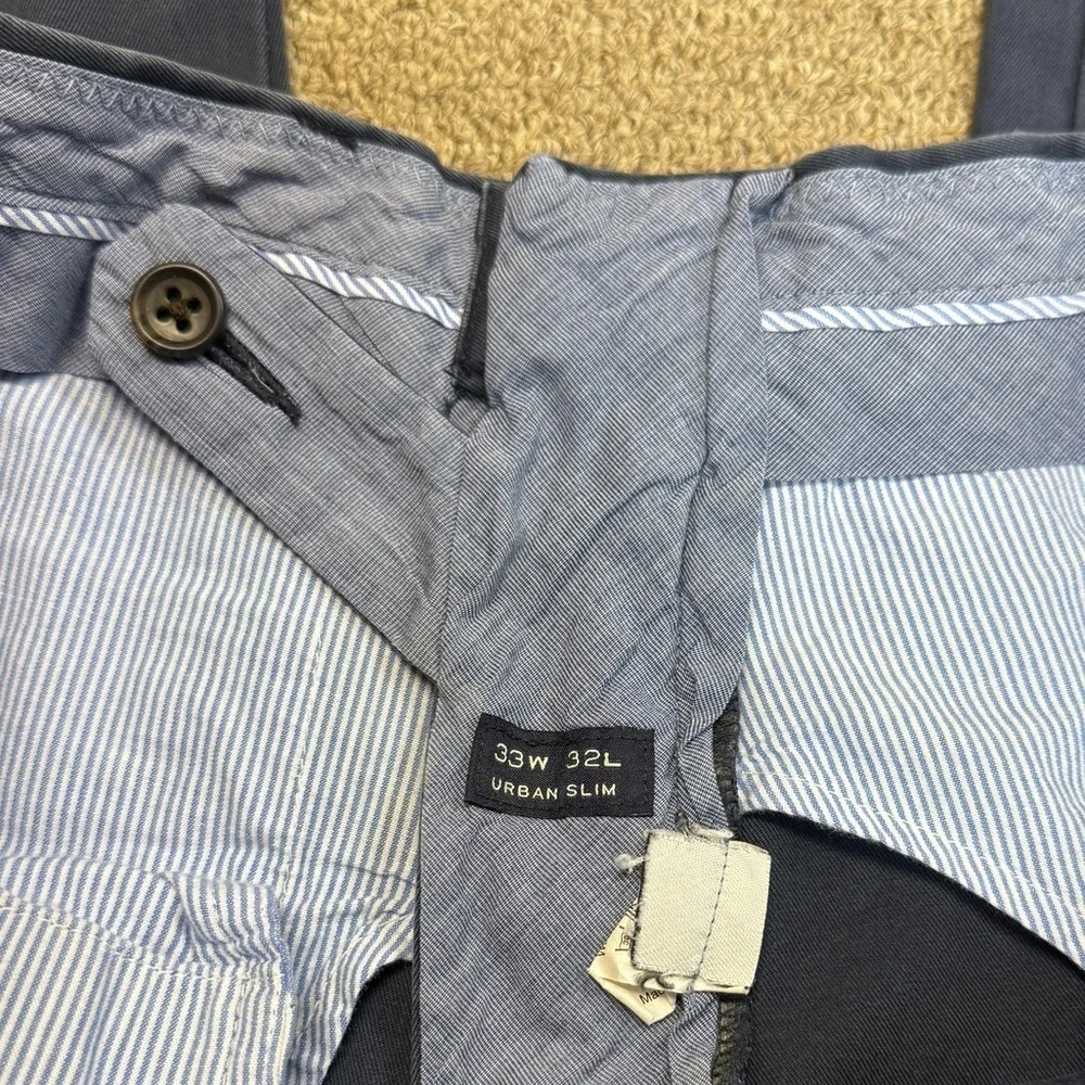 J.Crew: Men's Navy Chino Pants, Urban Slim Fit, Size 33W 32L